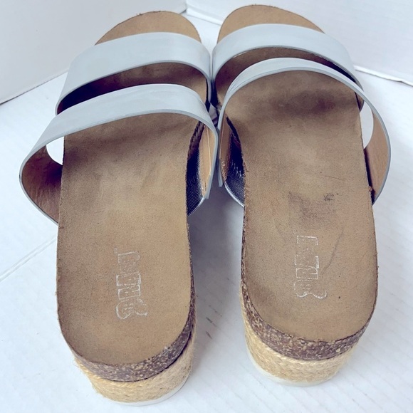 Brash Metallic Silver Double Strap Espadrille Platform Sandal 9 - Picture 5 of 10